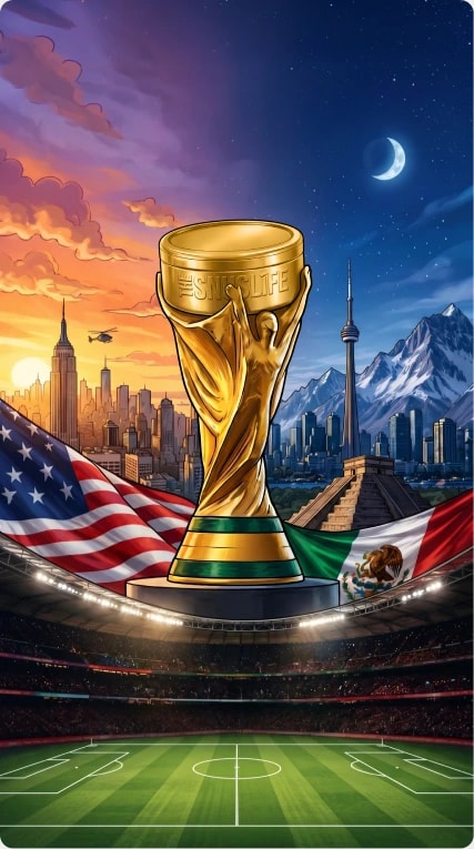 World Cup trophy night creative.