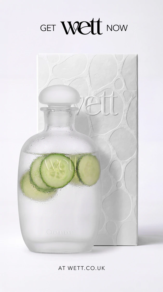 Ad: the Wett bottle and box, ‘Get Wett now’.